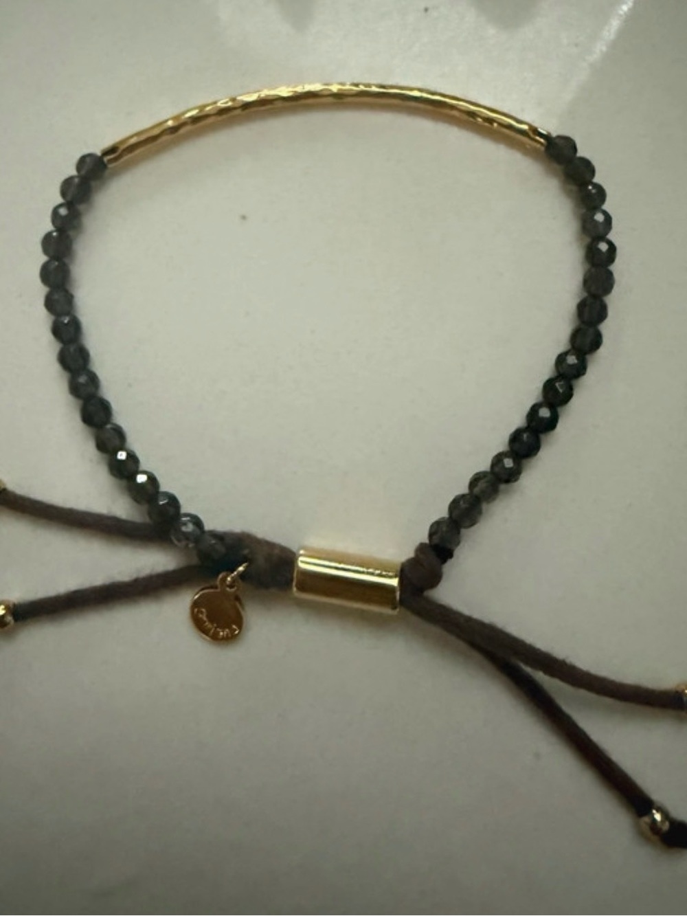 Gorjana Gold Bar with Gunmetal Beads Adjustable Bracelet